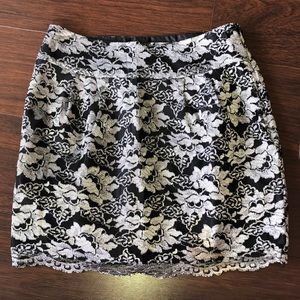 Silver lace skirt